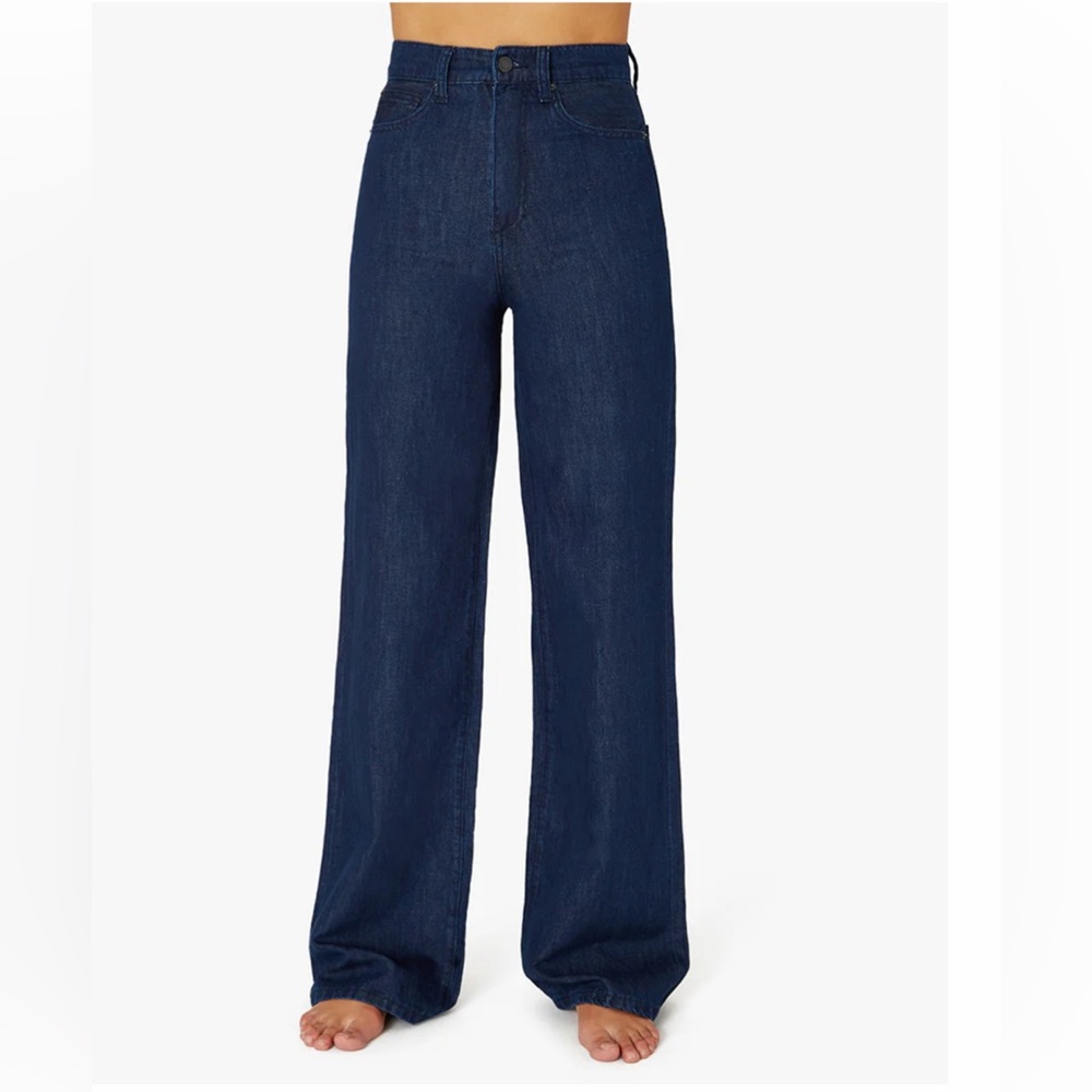 Wide leg high-rise dark denim